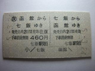 七飯から函館ゆき（往復）